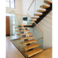 Escalier intérieur flottant en acier personnalisé Escalier intérieur en verre design moderne pour maison
