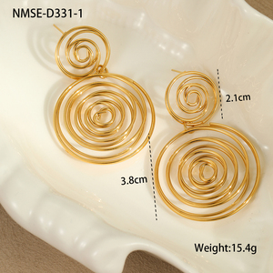 Pendientes de tuerca de anillo de círculo exagerado Simple chapados en oro nuevo 2025, pendientes de gota de acero inoxidable de círculo redondo para mujer para uso diario - Product Image 5