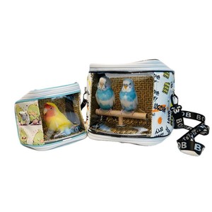 Sac de transport portable toutes saisons pour <span class=keywords><strong>perroquet</strong></span>, respirant, à bandoulière, motif peau de tigre Xuanfeng, cage à oiseaux pivoine, tapis rafraîchissant transparent visible - Product Image 5