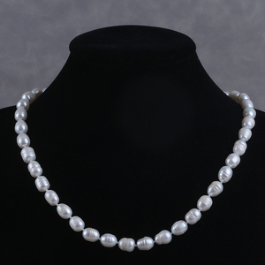 Collar de perlas de agua dulce reales de 8-9mm para mujer, joyería de perlas de agua dulce de arroz - Product Image 2