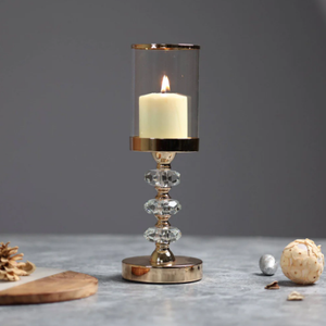 Diseño de lujo Acabado en oro Mesa Hurricanes Boda y Navidad Decoración Portavelas de metal - Product Image 6