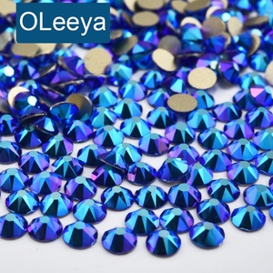 Strass en verre plat OLeeya 2088 Premium, bleu brillant AB, non thermocollant, pour vêtements, décoration de bikinis DIY - Product Image 1