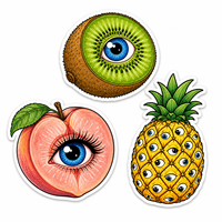 Aangepaste fruit-journaal stickers waterdicht vintage sticker retro surrealistische vinyl die-cut zelfklevend voor notitieboek en laptop