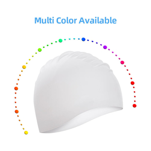 قبعة سباحة مطبوعة حسب الطلب من السيليكون تحافظ على جفاف الشعر، قبعة سباحة مقاومة للماء للتدريب - Product Image 6