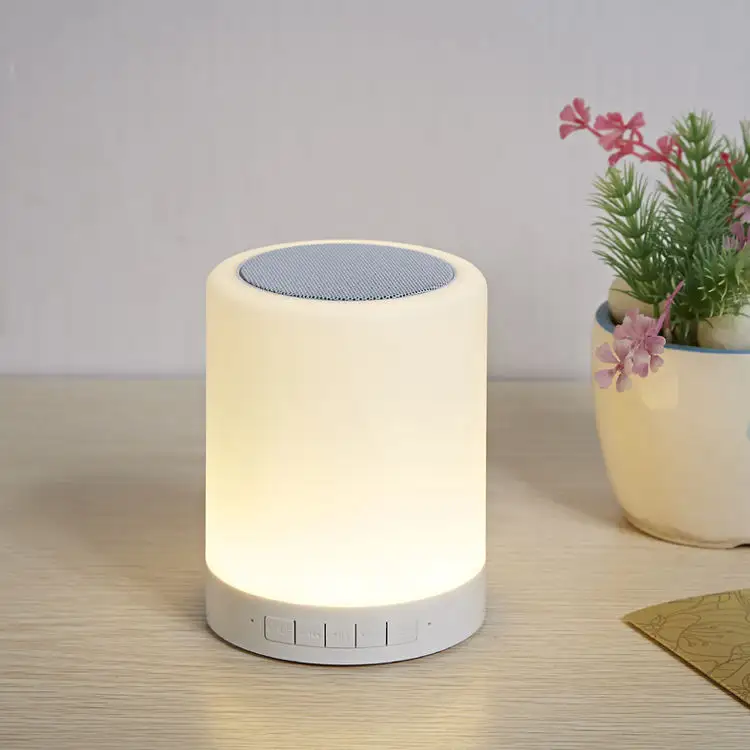 Touch Bedside Lamp Night Light Bt Speaker Rechargeable Dimmable Touch Lamp With 7 Colors Led Table Alarm