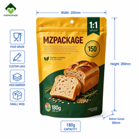 Sac d'emballage personnalisé pour pain intégral, pochette mate autoportante de qualité alimentaire refermable pour boulangerie, vente en gros B2B