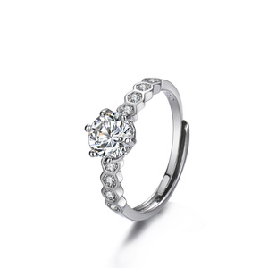 Nouvelle bague en zircon 5A couleur feu, motif nid d'abeille, style <span class=keywords><strong>Queen</strong></span> Han, ouverte, six griffes, huit cœurs, huit flèches - Product Image 1