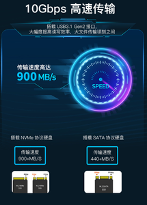 双协议 M.2 SSD 外壳 10Gbps NVME/SATA 扩展坞 USB 3.2 外置 SSD 读卡器，适用于笔记本电脑 - Product Image 5