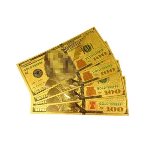 High Quality Us Dollar Gold Foil Banknotes Gold American 100 Dollars Collection Money Usd 24k Foil Banknote For Gifts