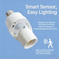 Portalámparas Inteligente con Sensor de Movimiento PIR AC85-260V, Base para Bombilla E27 con Detector de Movimiento Infrarrojo