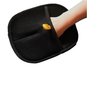 Gants anti-poils pour animaux de compagnie, tissu noir, pour toilettage des chats et des chiens - Product Image 4