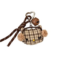 Gantungan Kunci Kain Kotak-kotak, Gantungan Kunci Bentuk Hati yang Lucu, Liontin Tas Tangan Retro yang Menawan, Aksesoris Hadiah untuk Pacar.