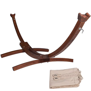 Hamaca doble <span class=keywords><strong>de</strong></span> algodón con soporte <span class=keywords><strong>de</strong></span> arco <span class=keywords><strong>de</strong></span> pino macizo Soporte <span class=keywords><strong>de</strong></span> <span class=keywords><strong>madera</strong></span> con hamaca <span class=keywords><strong>para</strong></span> patio interior al aire libre Patio Jardín - Product Image 2