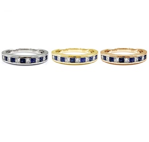 Chine Usine Fabrication 18k Or Blanc Véritable Diamant Bleu Saphir Gemme De Mariage Large Bague En Or Pour Les Femmes - Product Image 4