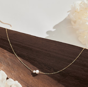 Collana minimalista di perle d'acqua dolce argento puro rotonda di 2 perle collana di perle collana di perle quotidiane gioielli di alta qualità - Product Image 3