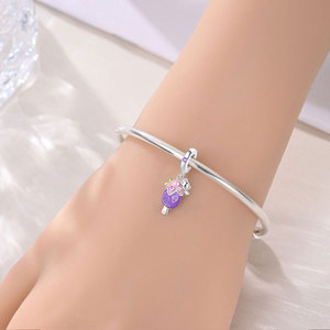 Breloques en forme d'avocat, fraise, cerise, citron, en cuivre plaqué argent, avec émail et zirconiums cubiques, pour bracelet DIY, cadeau - Product Image 5