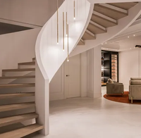 DB élégant contemporain cadre en acier au carbone verre/bois/marches en marbre Design esthétique moderne escalier incurvé