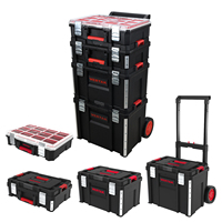 Boîte à outils modulaire multifonctionnelle Vertak 4 en 1 empilable, en plastique, avec roulettes, pour atelier