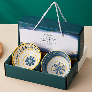 Cuencos de 4,5 pulgadas de estilo japonés personalizados con caja de regalo, juegos de vajilla, juego de cena de cerámica, cuencos de sopa Ramen de arroz de porcelana - Product Image 2