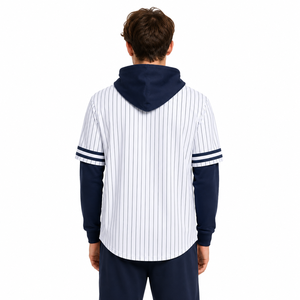 Camiseta de Béisbol Personalizada para Hombre, con Capucha y Rayas, Estilo Henley, de Manga Corta, con Logotipo del Equipo, Estilo Urbano - Product Image 3
