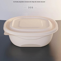 Boîte à lunch biodégradable moderne 176x176x62mm 800ml avec couvercle jetable, anti-écrasement, sécurisée pour le froid, pour la cuisine