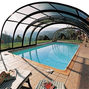 Abri de <span class=keywords><strong>piscine</strong></span> rétractable électrique télescopique pour véranda, structure en aluminium, couverture en polycarbonate, toit mobile, taille personnalisable DIY - Product Image 5