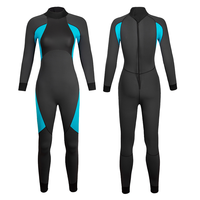 DIVESTAR Wetsuit Selam Neoprena 3mm Anti Air dengan Logo Depan Custom, Ritsleting Belakang, Full Unisex, Pabrik OEM