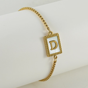 Nueva Pulsera de Acero Inoxidable con 26 Letras Inglesas, Diseño de Concha, Personalizada, Combinable con Todo, de Acero de Titanio 18k, con Cierre de Cremallera - Product Image 6