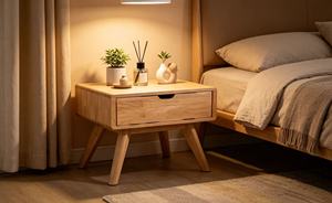 Premium Solid1 <b>Drawer</b> Nightstand, Minimalist Mid-Century Wooden Bedside <b>Table</b> for Bedroom - Product Image 6