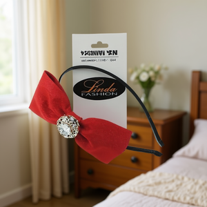 Diadema Linda Fashion para Mujer con Lazo de Cinta y Diamantes de Imitación, Accesorio para el Cabello Elegante y Casual, Diadema de Alta Calidad - Product Image 2