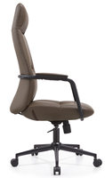 Chaise de bureau pivotante en cuir haut de gamme avec dossier haut, hauteur réglable et base chromée pour bureau à domicile