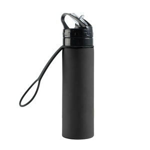 Bouteille d'eau pliable en silicone de haute qualité, logo personnalisé, sans BPA, intelligente, pour vélo, écologique, camping, 600 ml - Product Image 2