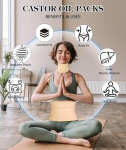 <span class=keywords><strong>Anti</strong></span>-Öl-Leck 8-teiliges Rizinusöl-Pack Wrap Wieder verwendbares Pads-Kit aus Bio-Baumwolle für die Heiß-/Kalt kompression mit verstellbarem Gummiband - Product Image 4