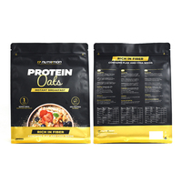 Large Flat Bottom Stand up Pouch Custom Matte Resealable Zipper Box Bag for Protein Oats Instant Breakfast Bulk Powder