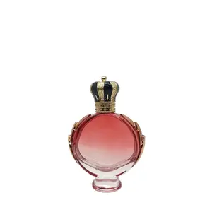 Bán Buôn 100Ml Rỗng Luxury Flat Round Spray Chai Nước Hoa Vương Miện Nước Hoa <span class=keywords><strong>Cap</strong></span> <span class=keywords><strong>Red</strong></span> Refillable Chai Nước Hoa Thủy Tinh - Product Image 1