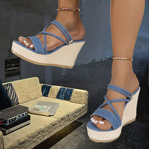 YX 2025 Verano Nuevas Sandalias de Tacón Inclinado para Mujer, Elegantes, Impermeables, con Plataforma y Suela Gruesa, Tacones Altos, Dos Usos, Frescas - Product Image 3