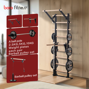 Entrenador de suspensión de escalera sueca sin instalación 9 barras estratégicas Barra de puesto de madera para gimnasio en casa y clínicas escolares - Product Image 2