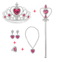 DAIHE Prix de gros Ensemble de bijoux pour enfants : Couronne de princesse, baguette magique, collier, boucles d'oreilles, bague