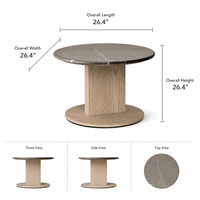 Table d'appoint en bois avec plateau en marbre personnalisé, table sur pieds de style moderne minimaliste, fabricant pour hôtel de luxe