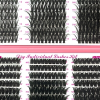 Extensions de cils en fibre synthétique faites à la main D Curl Faux cils style naturel 30D 40D 50D 60D 80D 100D Mix Full Strip pour bricolage