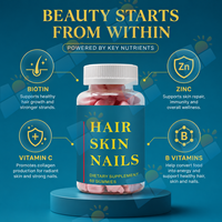 Gummies pour cheveux, peau et ongles à marque privée avec biotine, zinc et vitamines – 60 unités – Complément beauté – Fabricant OEM/ODM – Vente en gros