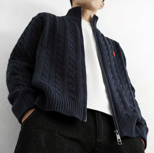 Pull tendance Ralf 2025 pour <span class=keywords><strong>homme</strong></span>, col rabattu, demi-zip, tricoté, à manches longues, dernière collection Laur - Product Image 4