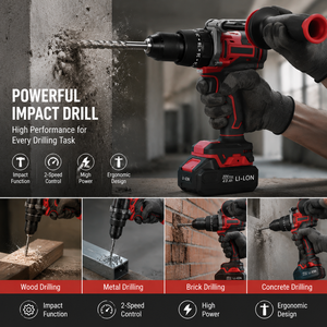 สว่านไร้สายแบบกระแทก Brushless 20V 4Ah มัลติฟังก์ชั่น ลิเธียมไอออน ระดับอุตสาหกรรม ขนาดกะทัดรัด แบบปืนพก OEM - Product Image 2
