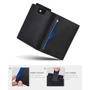 Tarjetero de Cuero Genuino para Hombre, Diseño Deslizable, Anti Desmagnetización, Múltiples Ranuras, 4 Pulgadas, Color Negro - Product Image 2