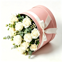 Boîte à fleurs ronde en carton rigide laminé mat, emballage cylindrique durable, boîte à fleurs pour l'emballage de cadeaux floraux