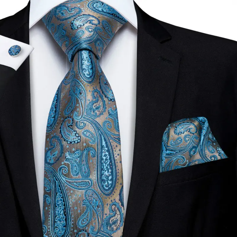 High Quality Jacquard Luxury Mens Ties Paisley Italian Silk Neckties Sets