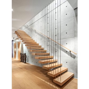 Diseño personalizable prefabricado hogar <span class=keywords><strong>madera</strong></span> vidrio templado Metal <span class=keywords><strong>hierro</strong></span> forjado mármol escalera flotante escalera Kit <span class=keywords><strong>para</strong></span> exteriores - Product Image 5