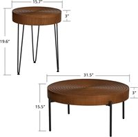 Ensemble de 2 tables basses en bois de ferme modernes, tables gigognes artisanales, finition naturelle, anneau en bois de couleur noyer, meubles de maison