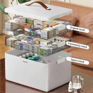 3-Tier Medicine <b>Storage</b> <b>Box</b> - First Aid Kit <b>Storage</b> with Moisture-Proof Shading Design Portable Medicine <b>Storage</b> <b>Box</b> - Product Image 6