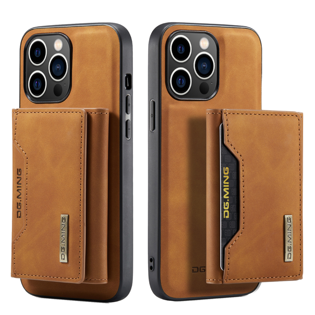 Business Luxury PU Leather Wallet Case for iPhone 17 16 15 14 Pro Max Magnetic Coque with Detachable Card Holder Design
